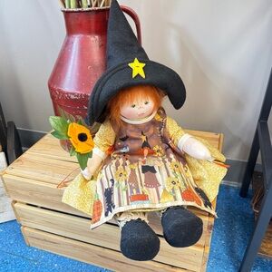 Handmade Witch Doll My World Of Dolls Ruth Johnson Rag Doll 17” Tag Halloween